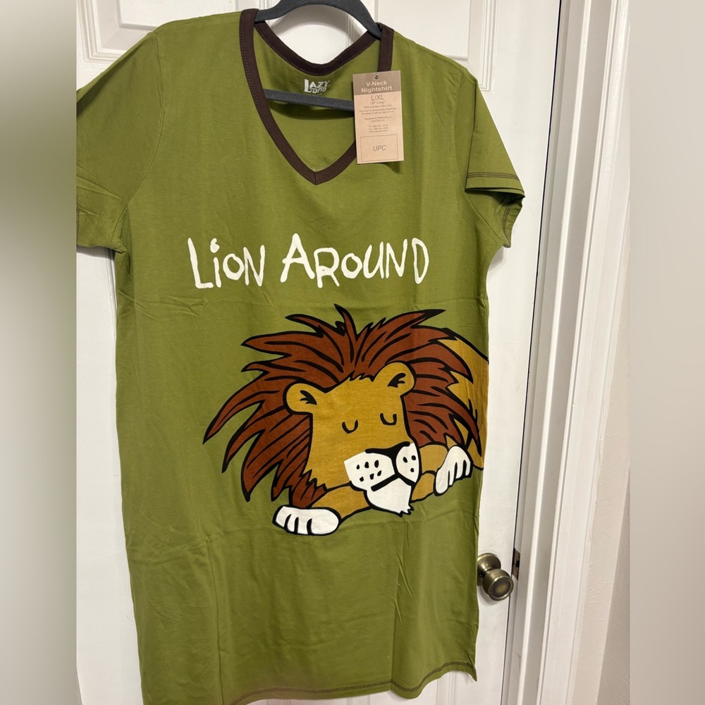 Lazy One Olive Green Lion Pajama Tee!